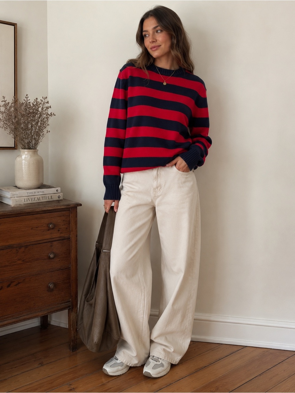 Vintage Brian MacNeil Striped Crewneck Sweater in Red & Navy